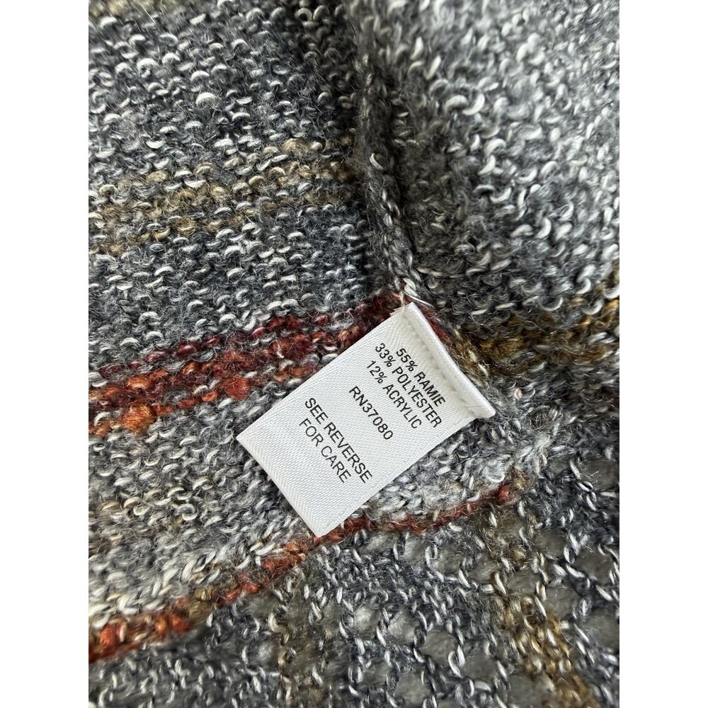 Cato Woman 22/24W Gray Striped Open Front Cardigan Sweater Fringe Ramie - Picture 5 of 8